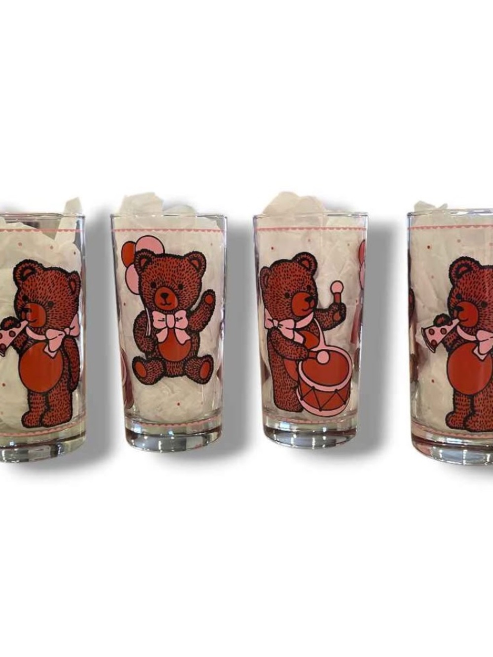1980s Teddy Bear Drinking Glasses - Set of 4 - Picture 5 of 5